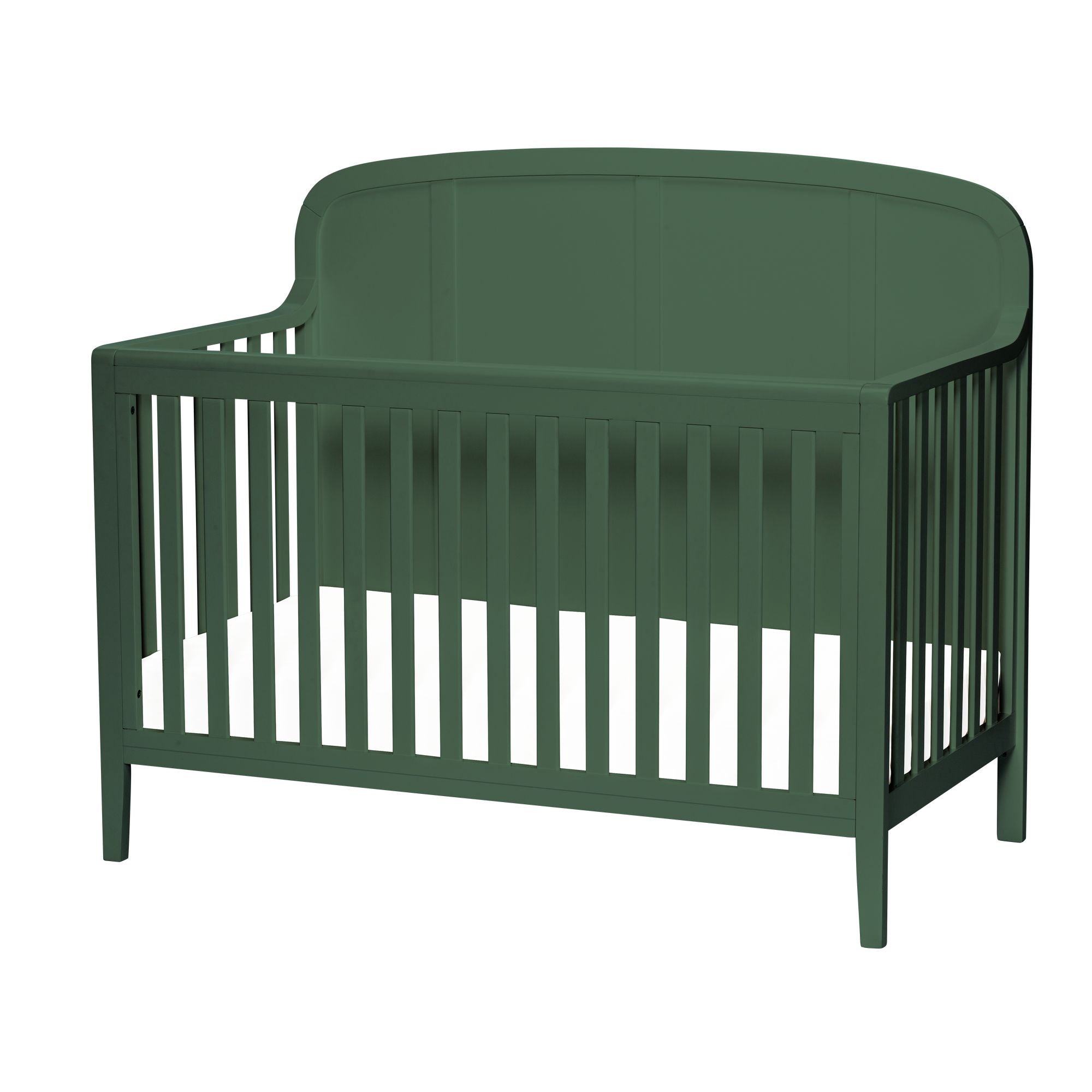 Little Seeds Briar Collection convertible crib in bottle green colour, hero shot on a clean background.
