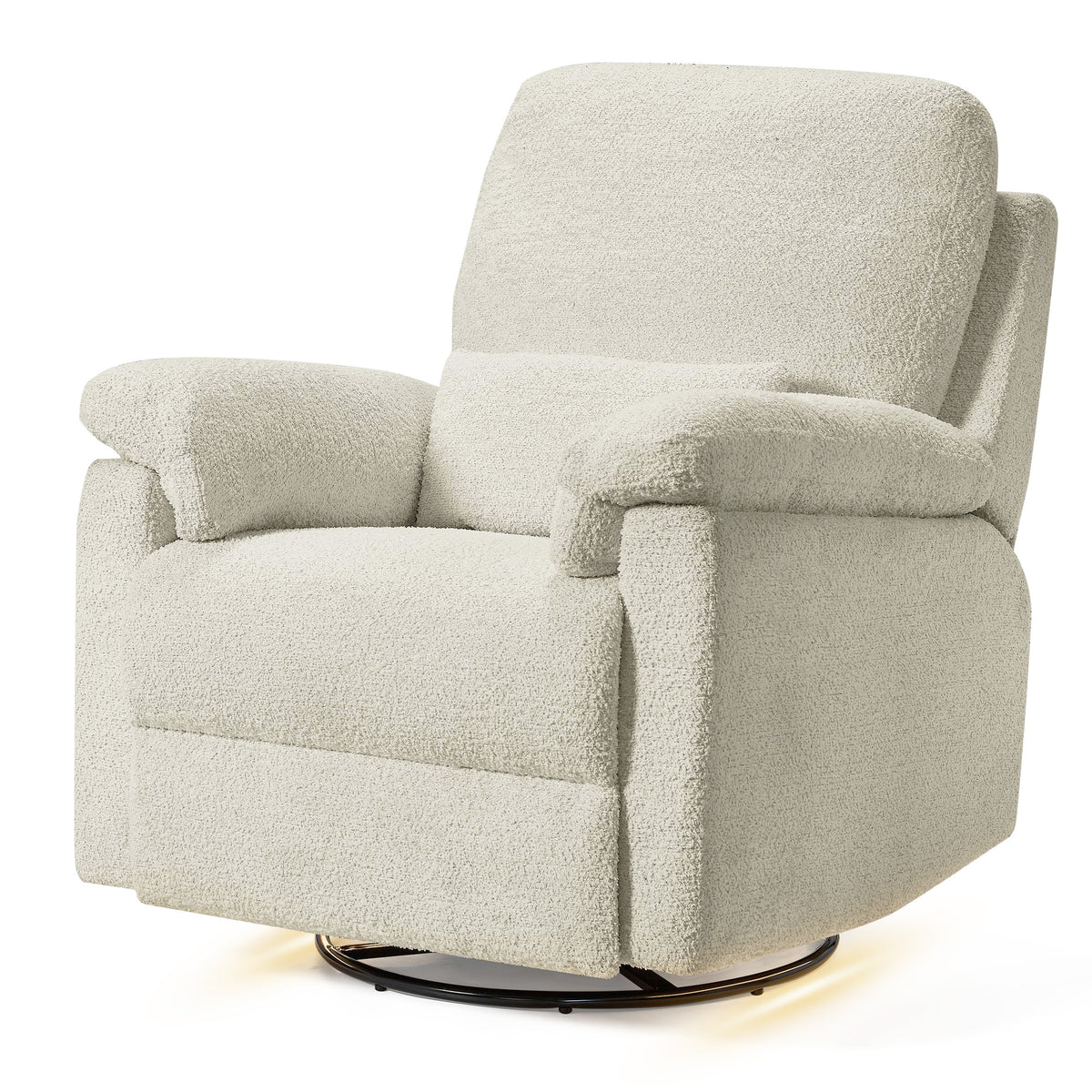 Little Seeds Canada Bellamy swivel glider and power recliner in oyster shell fashion on a clean white background.
