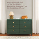 Lifestyle image of the Briar nursery dresser demonstrating how it perfectly blends timeless classical style with everyday storage functionality.