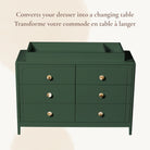 White Briar Collection topper showing how it converts a standard double dresser into a nursery changing station.