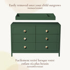 Instructional view showing the how easily the topper removes once the child outgrows it.