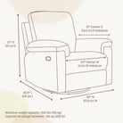 Dimensional diagram of the Bellamy glider showing interior and exterior measurements and 300 lb maximum weight capacity.