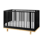 Little Seeds Roo Collection 4-in-1 convertible crib, hero shot on a clean white background showcasing its two-tone base, round spindles, and wide accent slats.